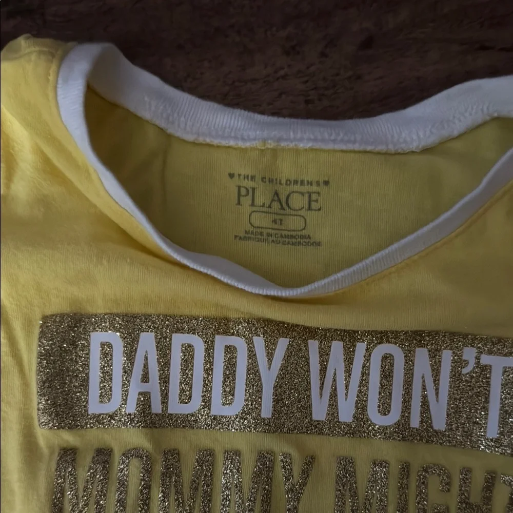 The Children's Place Yellow Short Sleeve Tee with Fun Slogan